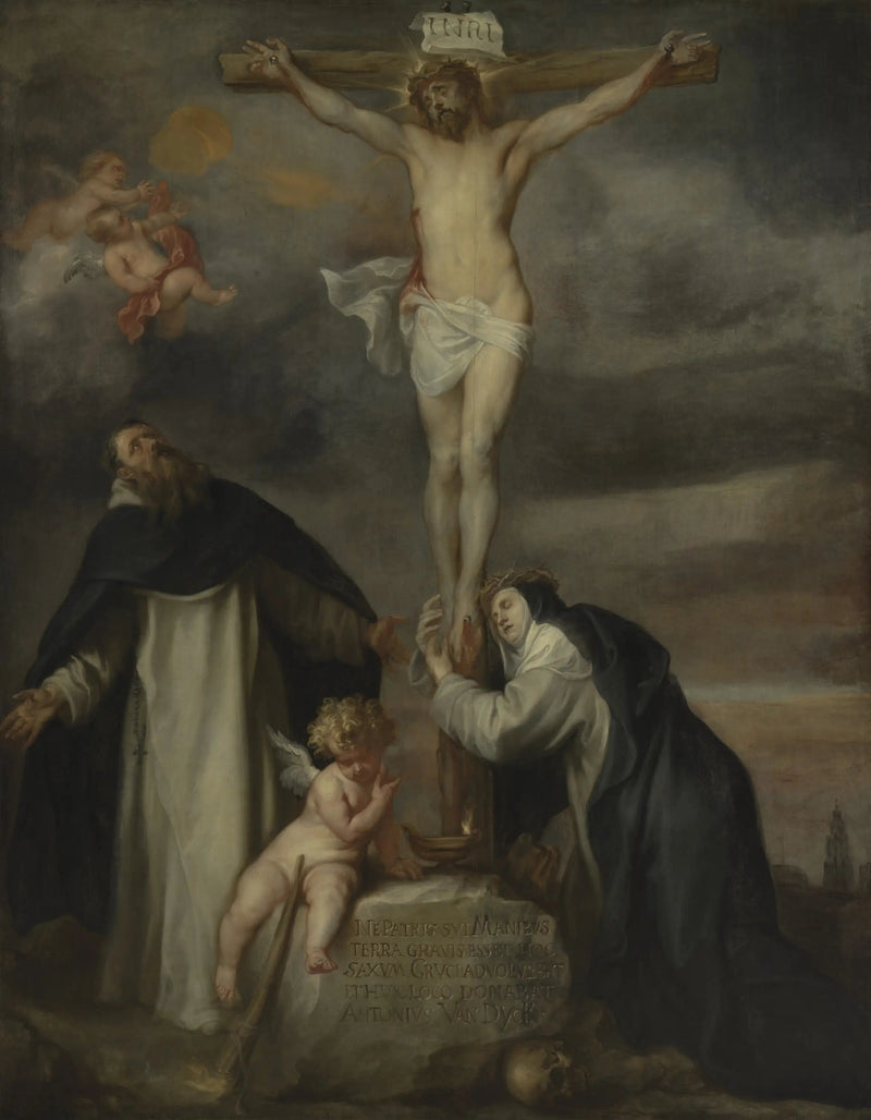 İsa Çarmıhta, Kutsal Catherine Siena, Aziz Dominique ve bir melek ile - Antoine van Dyck