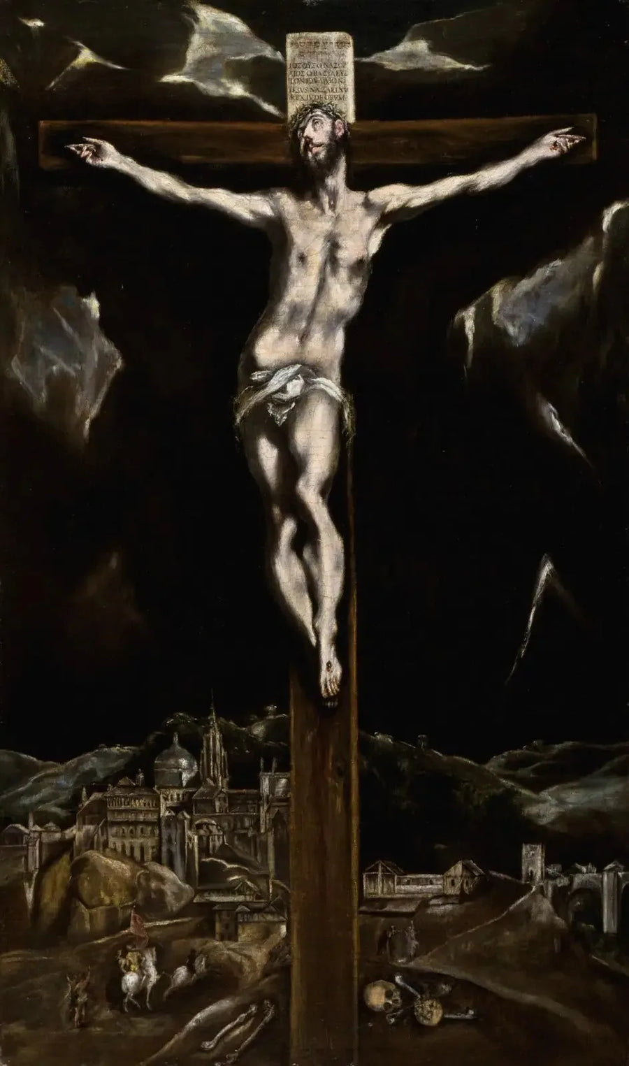 İsa Mesih Çarmıhta ve Toledo Manzarası - El Greco