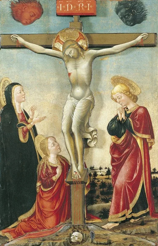 İsa Mesih Çarmıhta, Meryem Ana, Aziz Yuhanna ve Meryem Magdalene - Lorenzo Monaco