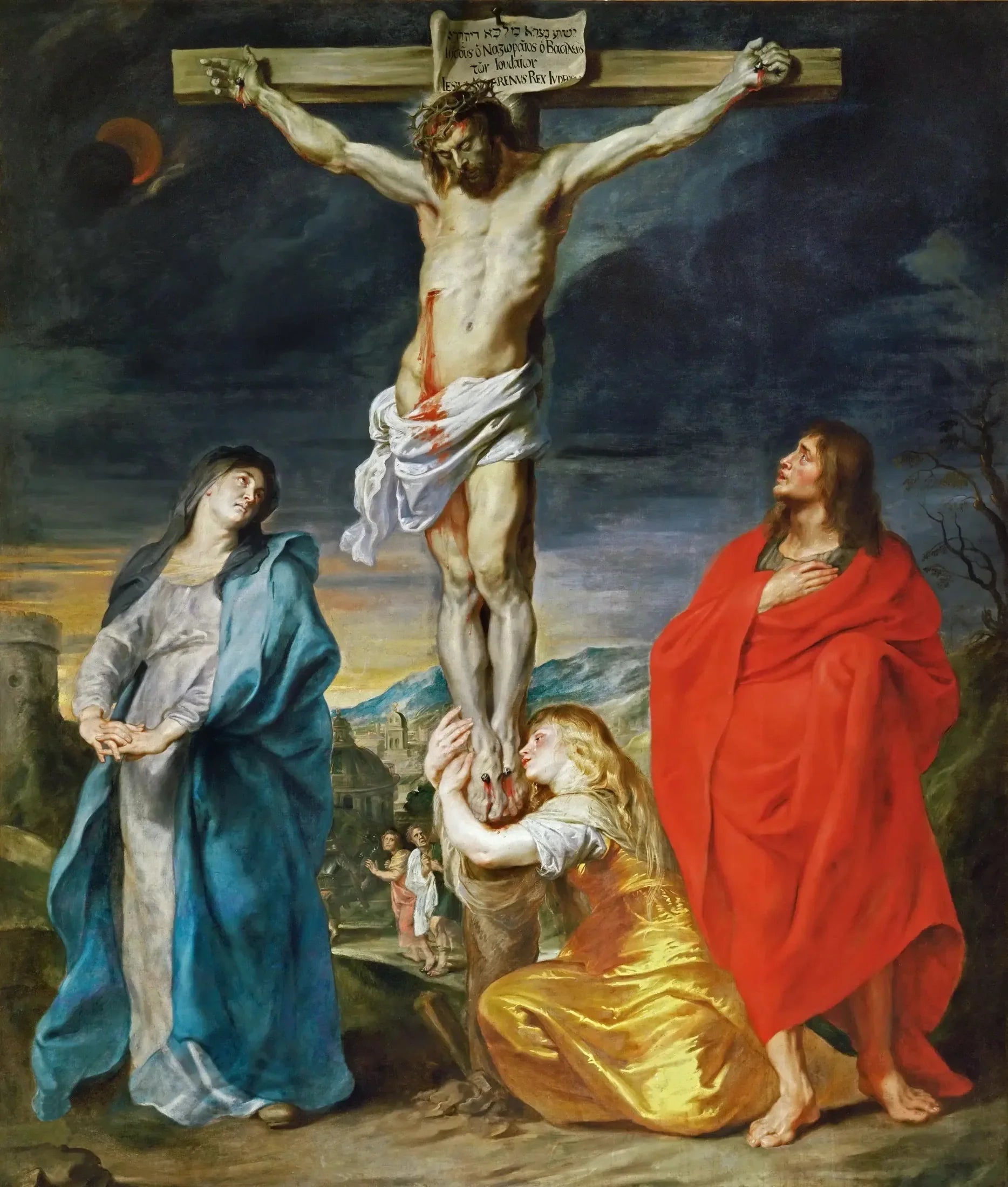 Le Christ en croix, la Vierge, saint Jean et sainte Madeleine - Antoine van Dyck image 1 copie de tableau peinte à la main