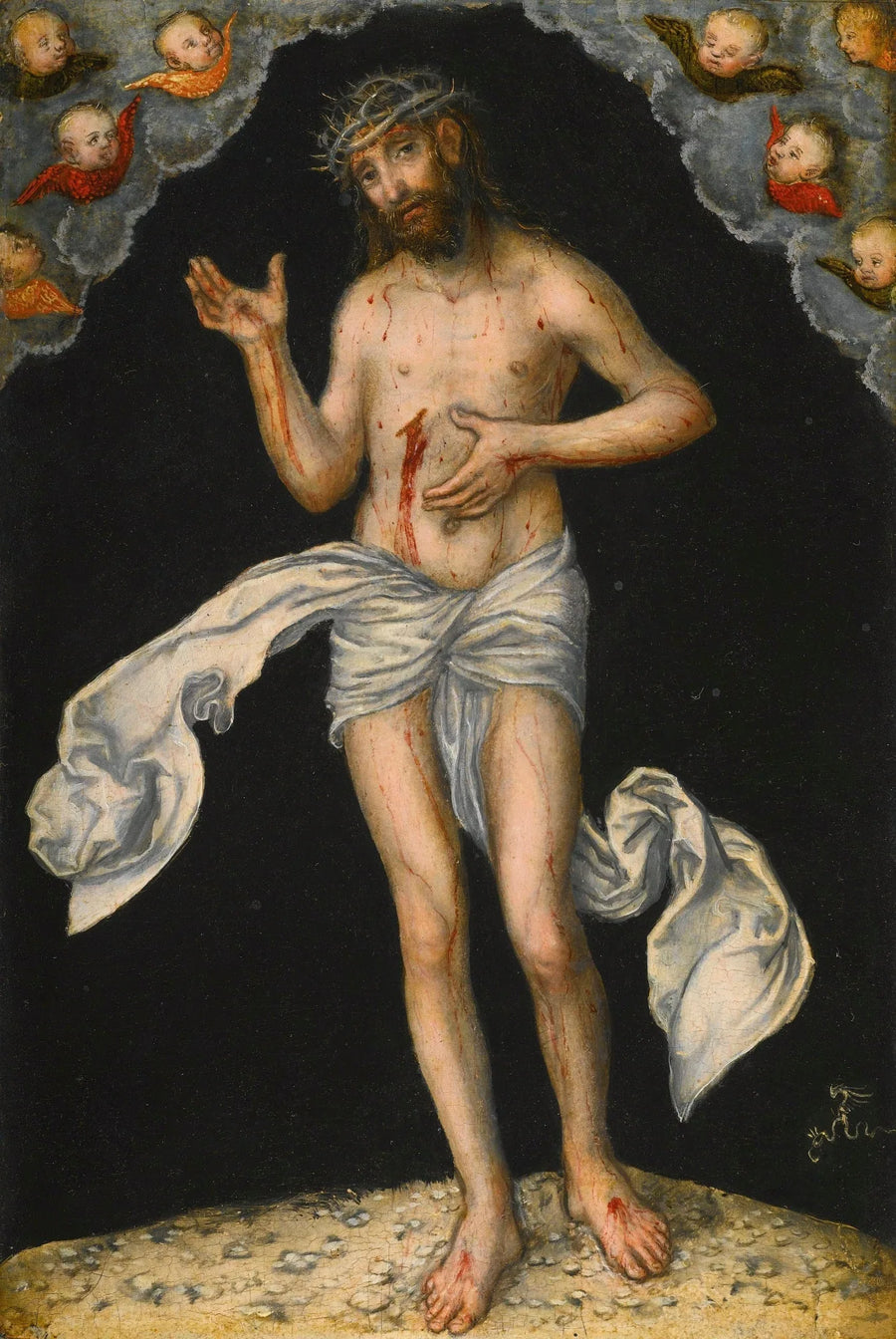 İşkence Gören İsa ve Yaralarını Gösteren Adam - Lucas Cranach the Elder