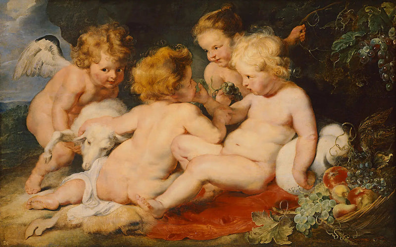İsa ve Vaftizci Yahya Çocukken ve İki Melek - Peter Paul Rubens