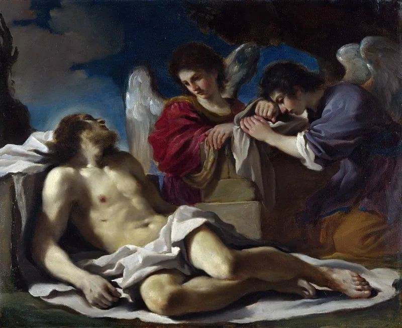 İki melek tarafından ağlatılan ölü İsa - Guercino