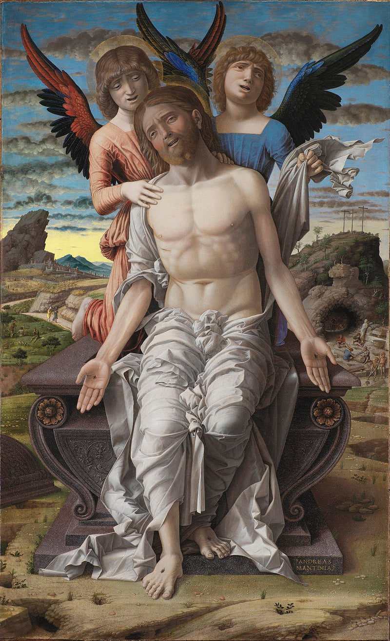 İki melek tarafından desteklenen ölü İsa - Andrea Mantegna
