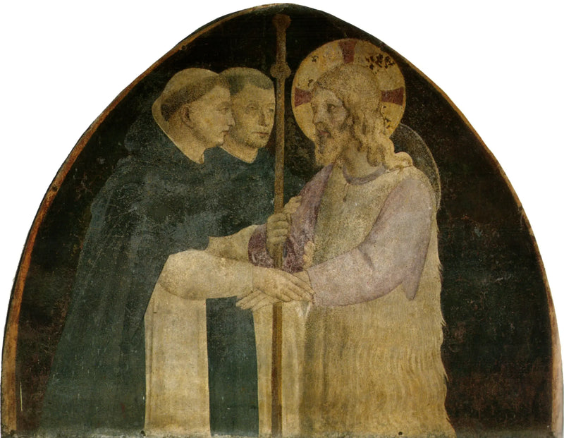 Hacetteki İsa, iki Dominikan tarafından karşılanıyor - Fra Angelico