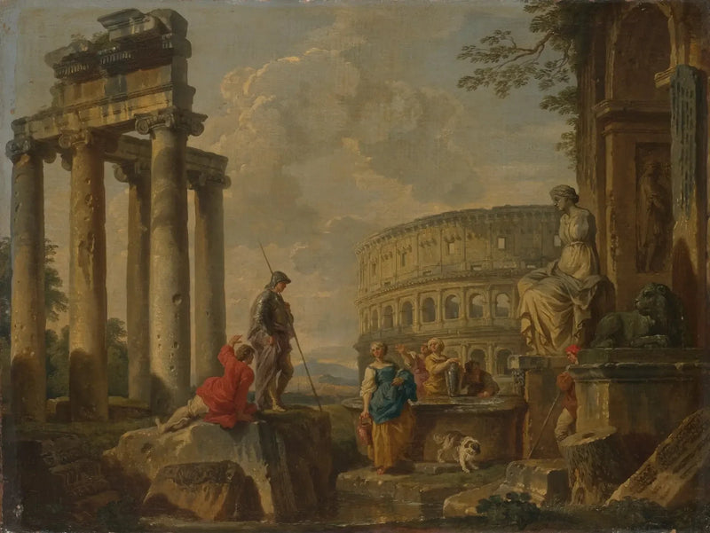 Roma kalıntıları arasında Kolezyum - Giovanni Paolo Panini