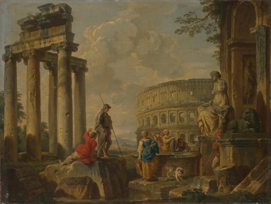 Roma kalıntıları arasında Kolezyum - Giovanni Paolo Panini