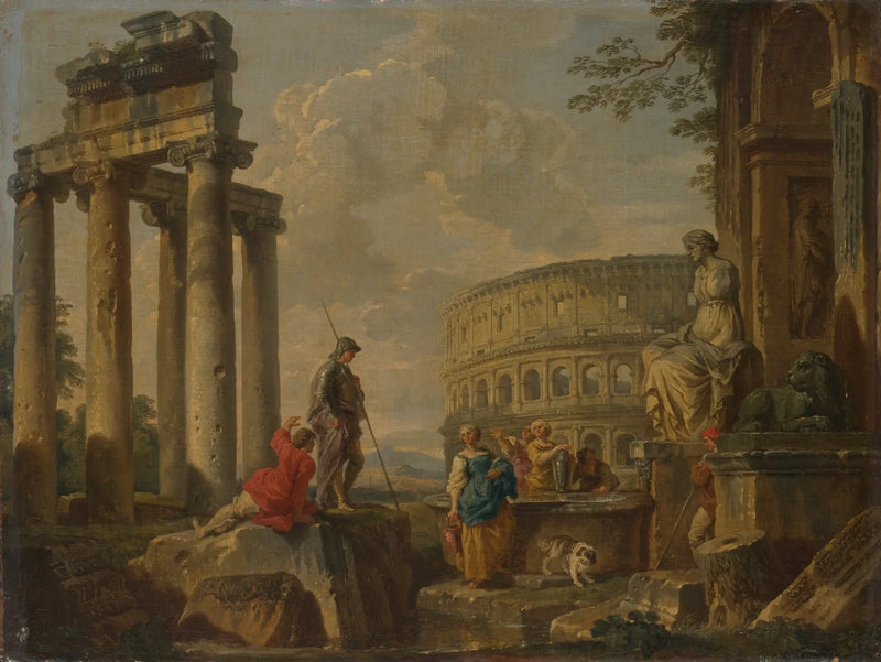 Roma kalıntıları arasında Kolezyum - Giovanni Paolo Panini