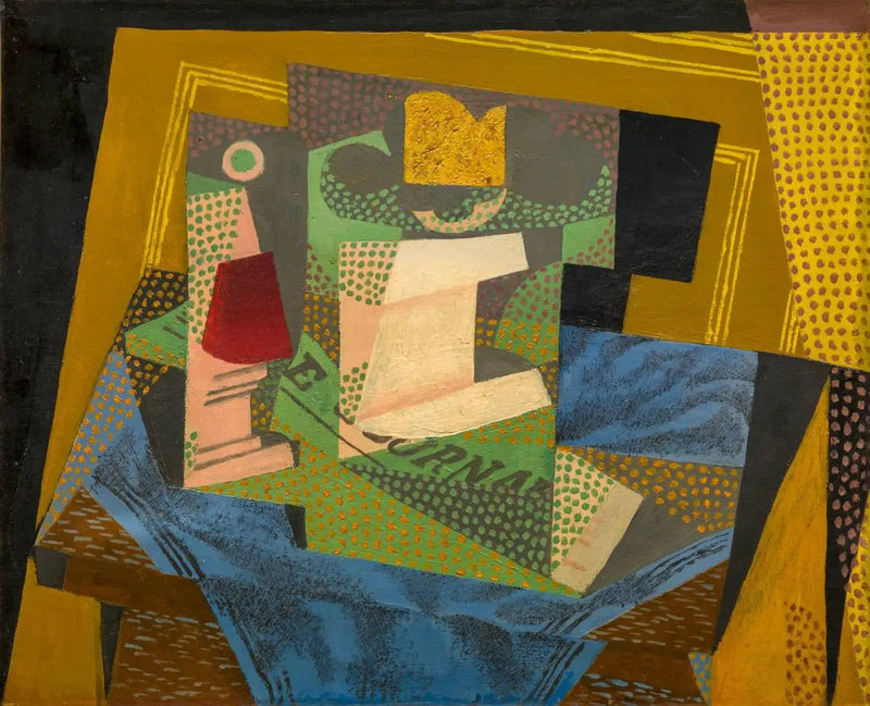 Mavi halı üzerindeki meyve tabağı - Juan Gris