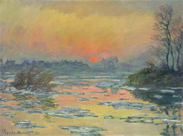 Kışın Seine Nehri üzerinde gün batımı - Claude Monet