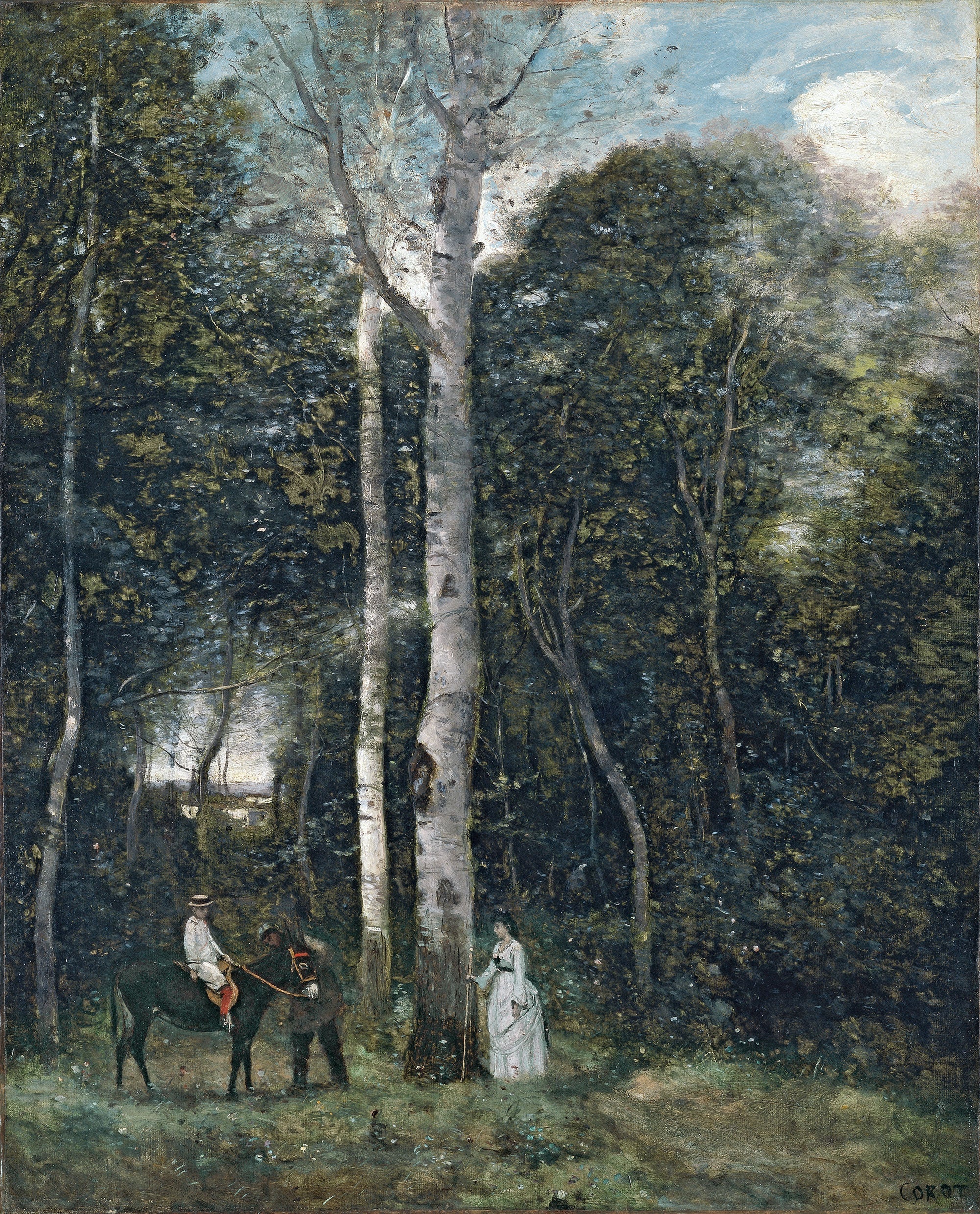 Le départ pour la promenade des lions, à Port-Marly - Jean-Baptiste Camille Corot