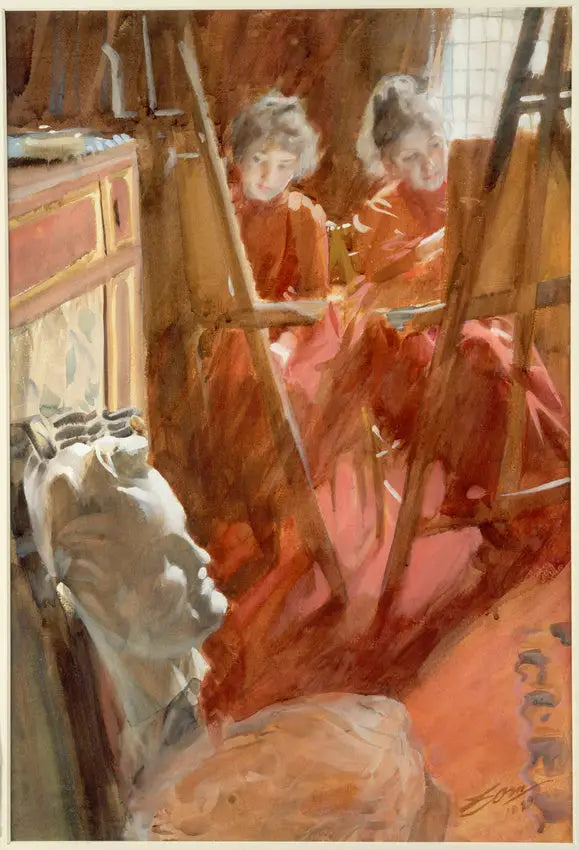 Schwartz Kızlarının Çizimi - Anders Zorn