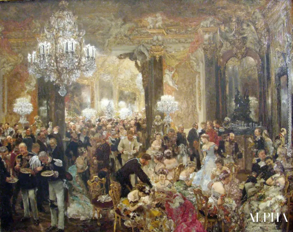 Le dîner au bal - Adolph von Menzel - Reproductions de tableaux et peintures haut de gamme