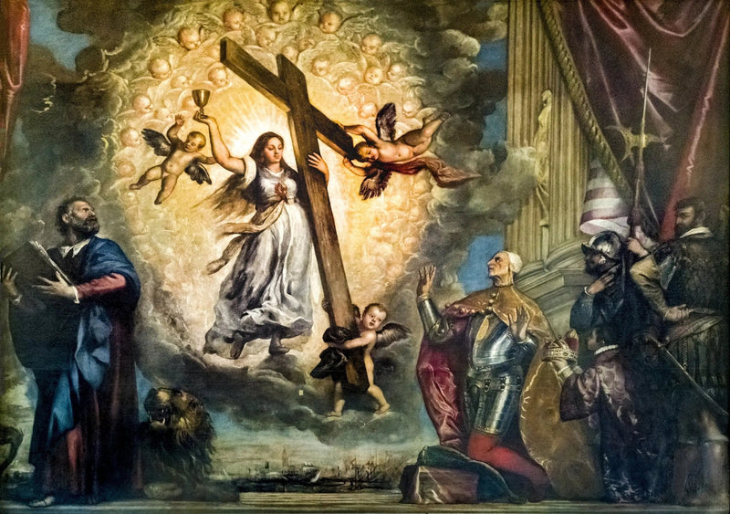 Antonio Grimani Dükü, İnanç Önünde Diz Çökmüş - Titian