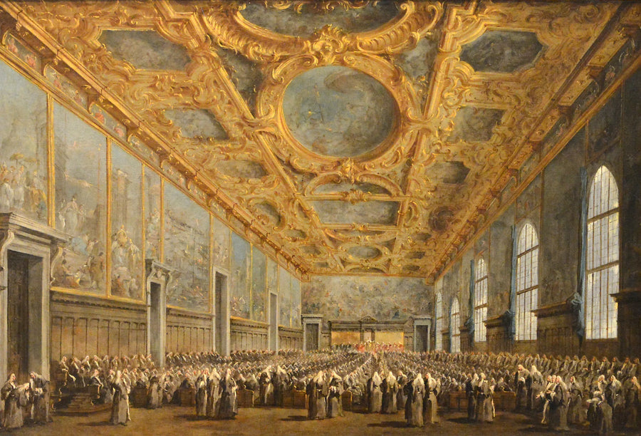 Venedik Dükü Büyük Konsey'e teşekkür ediyor - Francesco Guardi