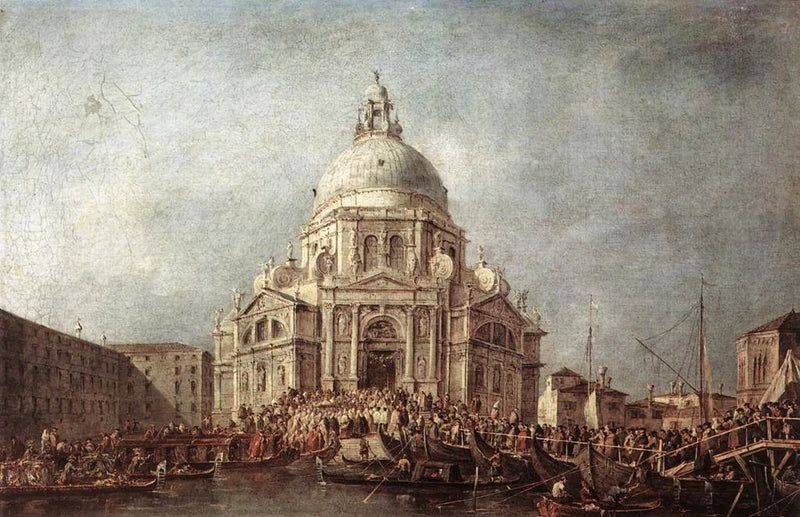 Venedik Dükü Salute'ye gidiyor, 21 Kasım, 1630 veba salgınının sona erdiğinin anıldığı gün - Francesco Guardi