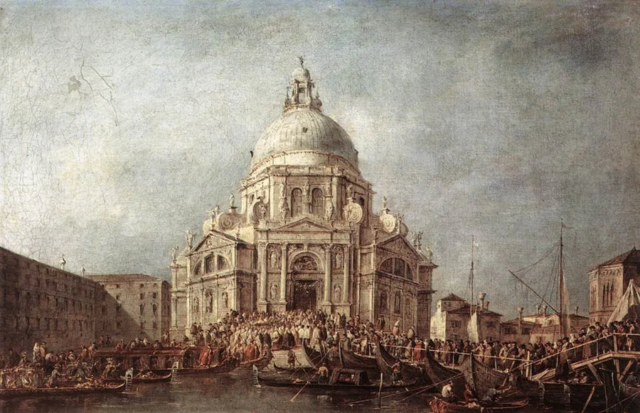 Venedik Dükü Salute'ye gidiyor, 21 Kasım, 1630 veba salgınının sona erdiğinin anıldığı gün - Francesco Guardi