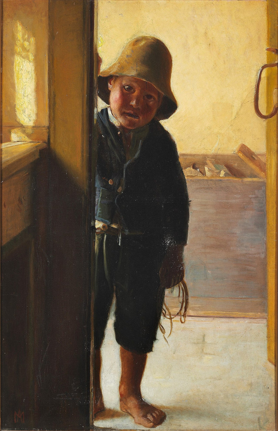 Bir balıkçının oğlu bir kapıdan bakıyor. - Michael Peter Ancher