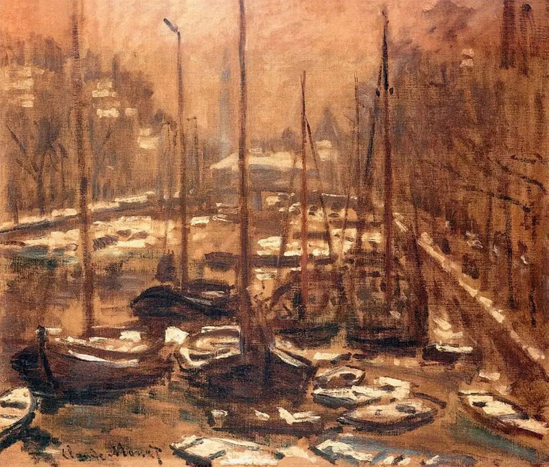 Amsterdam'daki Geldersekade, kış W300 - Claude Monet