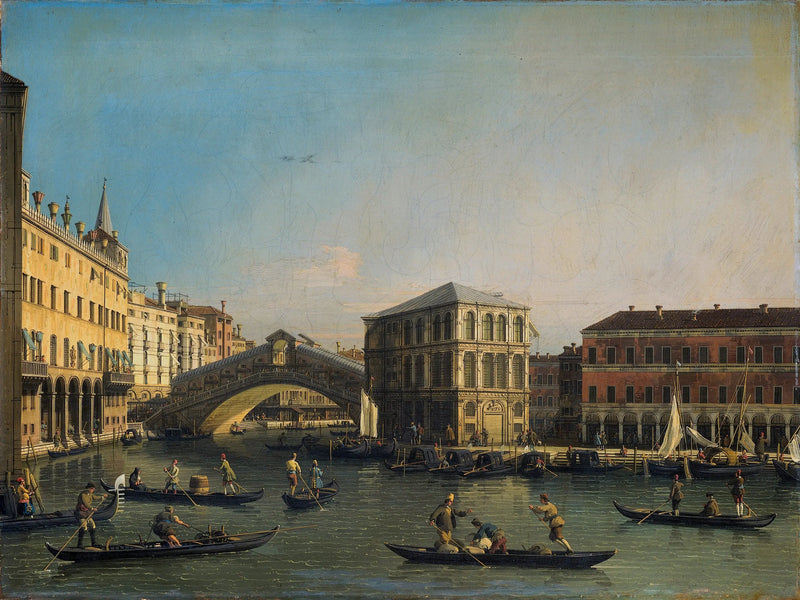 Rialto Köprüsü ve Fondaco dei Tedeschi ile Büyük Kanal - Canaletto