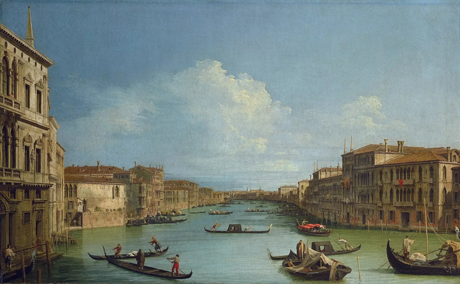 Ca' Foscari'den Rialto Köprüsü'ne kadar Büyük Kanal - Canaletto