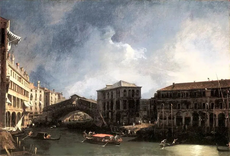 Rialto Köprüsü Yakınlarındaki Büyük Kanal - Canaletto