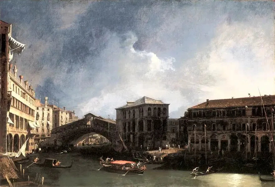 Rialto Köprüsü Yakınlarındaki Büyük Kanal - Canaletto