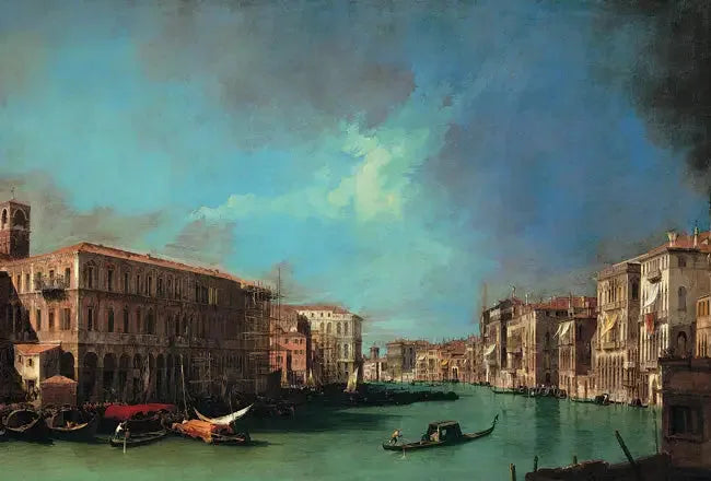 Rialto yakınındaki Büyük Kanal, Kuzey'e doğru - Canaletto