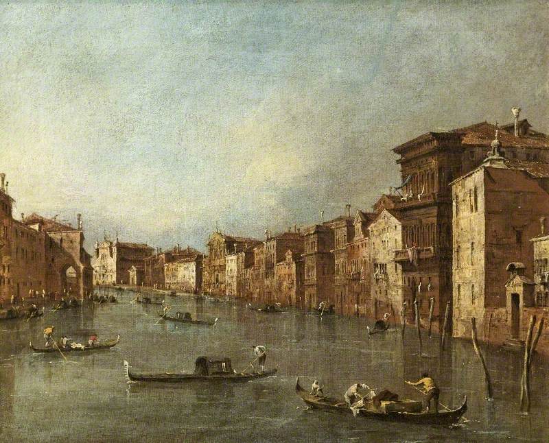 Büyük Kanal, Venedik, İtalya, Santa Maria degli Scalzi ve Santa Lucia yönünde - Francesco Guardi