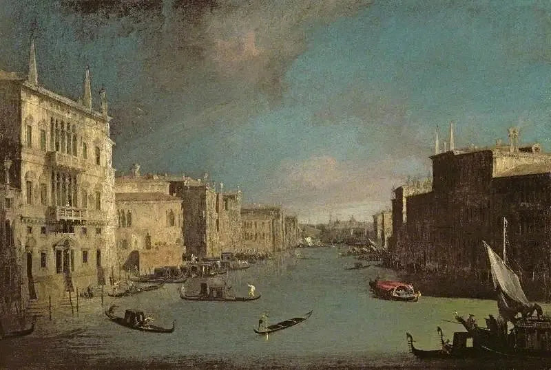 Büyük Kanal, Venedik, Palazzo Balbi'den Rialto Köprüsü'ne doğru kuzeydoğuya bakış - Canaletto
