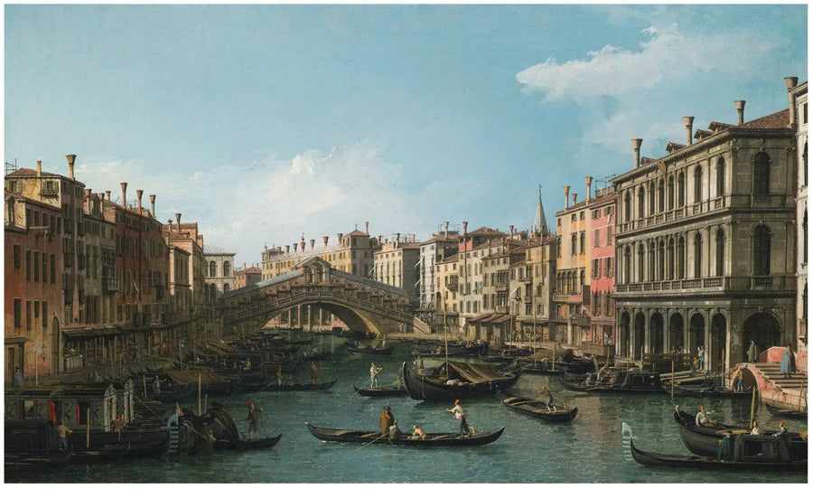 Kuzeydoğu tarafından Palazzo Dolfin-Manin'den Rialto Köprüsü'ne kadar Büyük Kanal - Canaletto