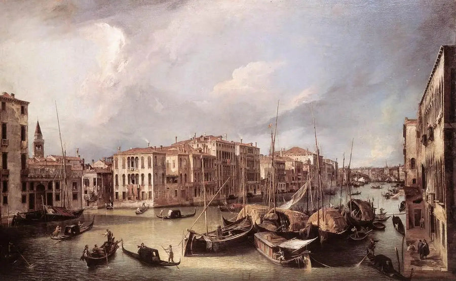 Kuzeydoğu tarafından Rialto Köprüsü'ne bakışla Büyük Kanal - Canaletto