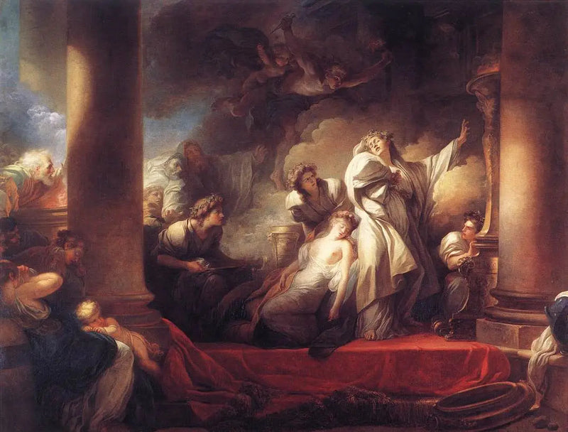 Başrahip Corésus, Callirhoé'yi kurtarmak için kendini feda ediyor - Jean-Honoré Fragonard