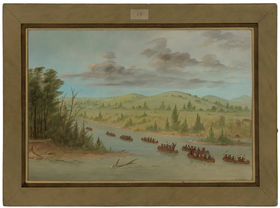 La Salle grubunun Mississippi'ye kano ile giriş yapması. 6 Şubat 1682 - George Catlin