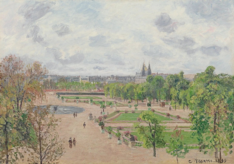 Tuileries Bahçesi, bahar sabahı, gri hava - Camille Pissarro