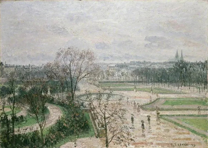 Tuileries Bahçesi, Yağmurlu Hava - Camille Pissarro