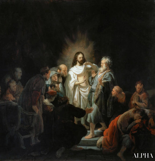 Le Jesus ressuscité montre à l'apôtre Thomas ses blessures - Rembrandt van Rijn - Reproductions de tableaux et peintures haut de gamme