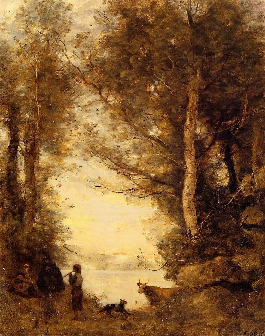 Albano Gölü'nün Flütçüsü - Jean-Baptiste Camille Corot