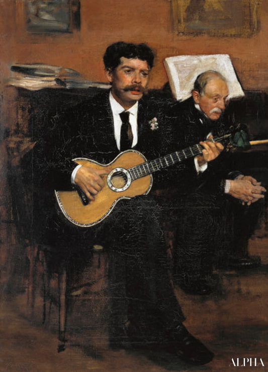 Le joueur de guitare Lorenzo Pagans et le père de l'artiste - Edgar Degas - Reproductions de tableaux et peintures haut de gamme