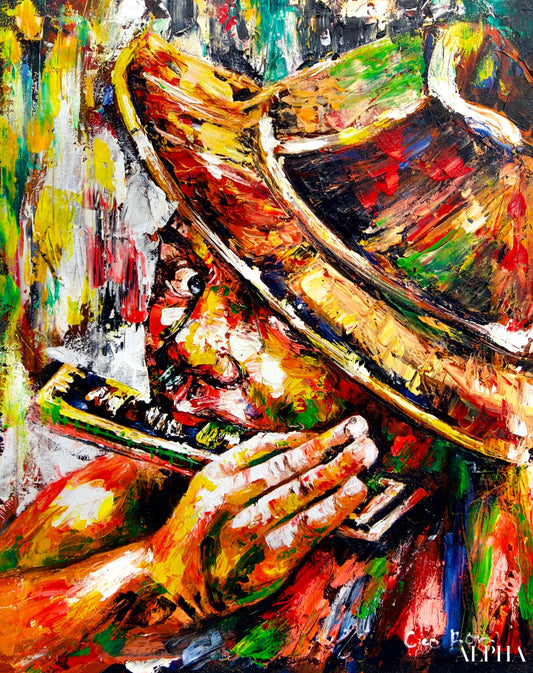 The Harmonica Player - Cee | 40 x 50 cm Reproductions de tableaux à la peinture à l’huile