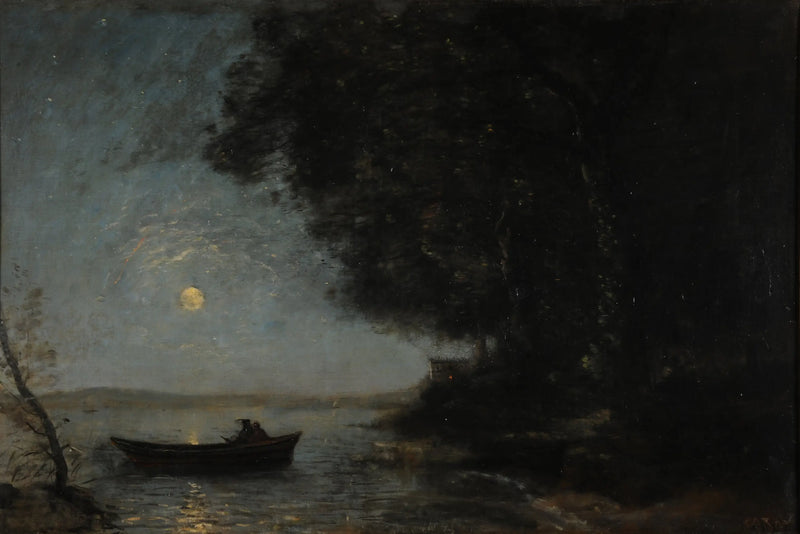 Göl, gece etkisi - Jean-Baptiste Camille Corot