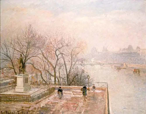 Louvre, Gün Batımı, Buz (İkinci Seri) - Camille Pissarro
