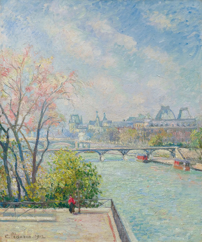 Louvre, sabah, bahar - Camille Pissarro