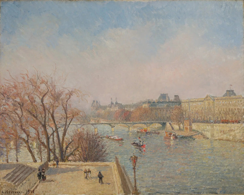 Louvre, sabah, güneş - Camille Pissarro