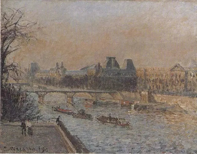 Louvre, gün batımı, 3. seri - Camille Pissarro
