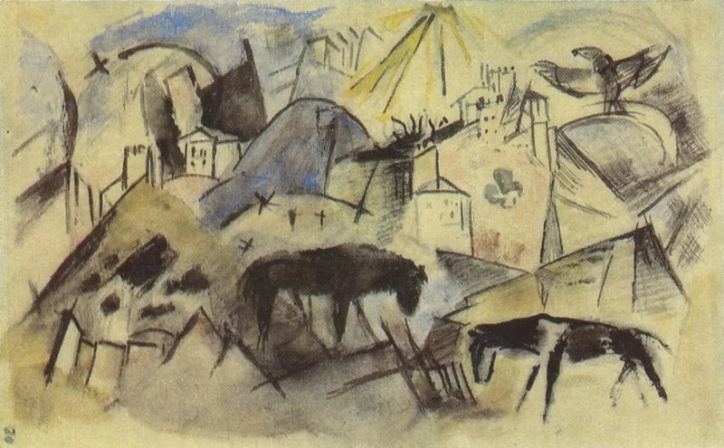 Talihsiz Tyrol Ülkesi (eskiz) - Franz Marc