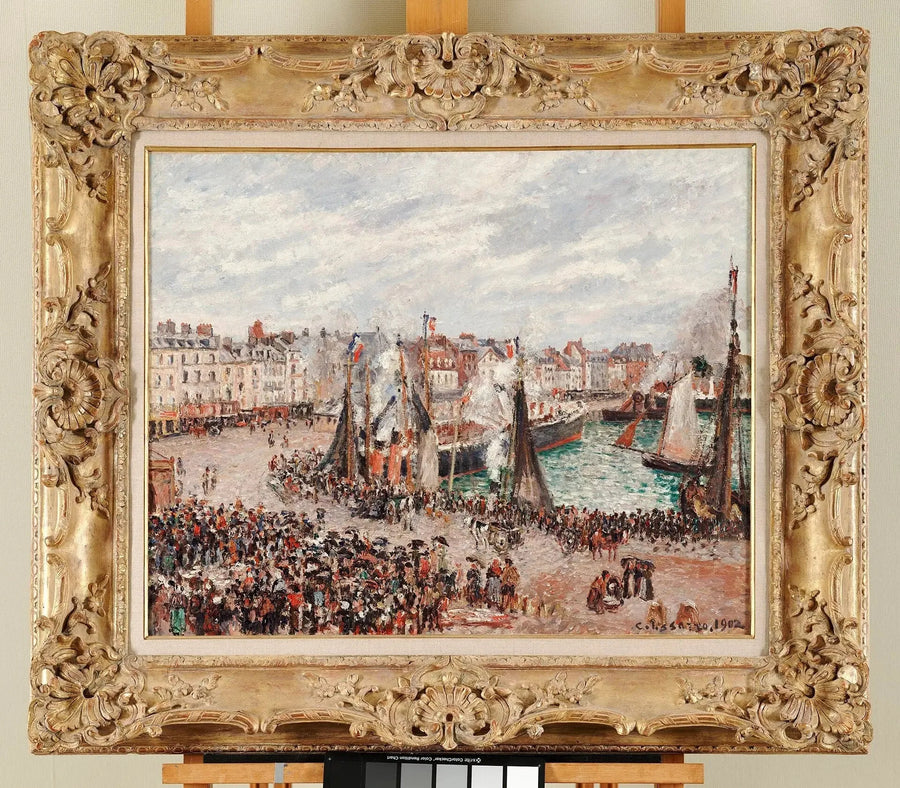 Balık Pazarı, Dieppe, gri hava, sabah - Camille Pissarro