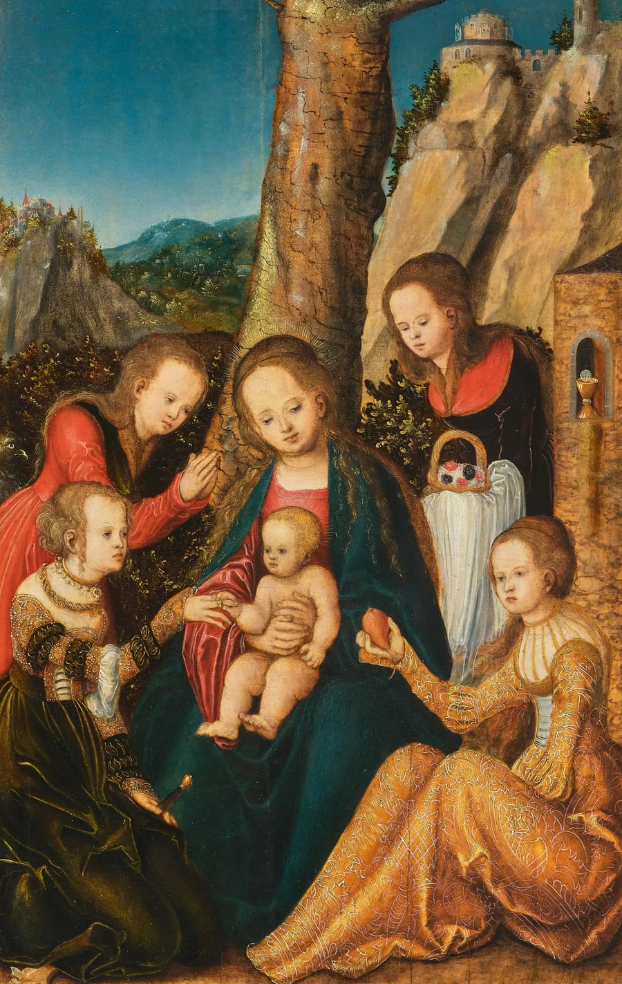 Azize Catherine'in Azizelerle Evliliği - Lucas Cranach the Elder