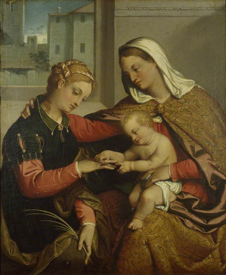 Aziz Catherine'in mistik evliliği - Giovanni Battista Moroni