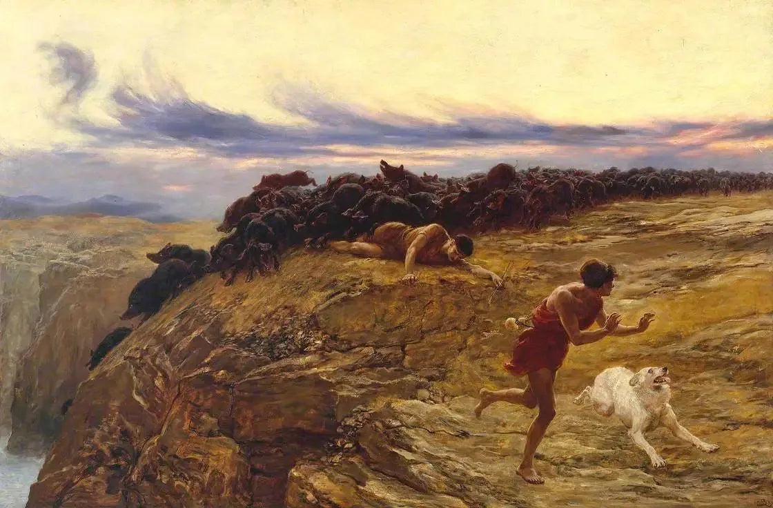 Le miracle du porc de Gaderene - Briton Rivière image 1 reproduction de peinture à l’huile
